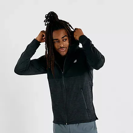 Mens Heat Grid Hooded Full Zip - Black