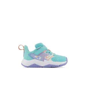 New Balance Kids' Crib & Toddlers Rave Run v2 Bungee Lace w Hook & Loop Top Strap in Surf w Peach Glaze & Magic Hour