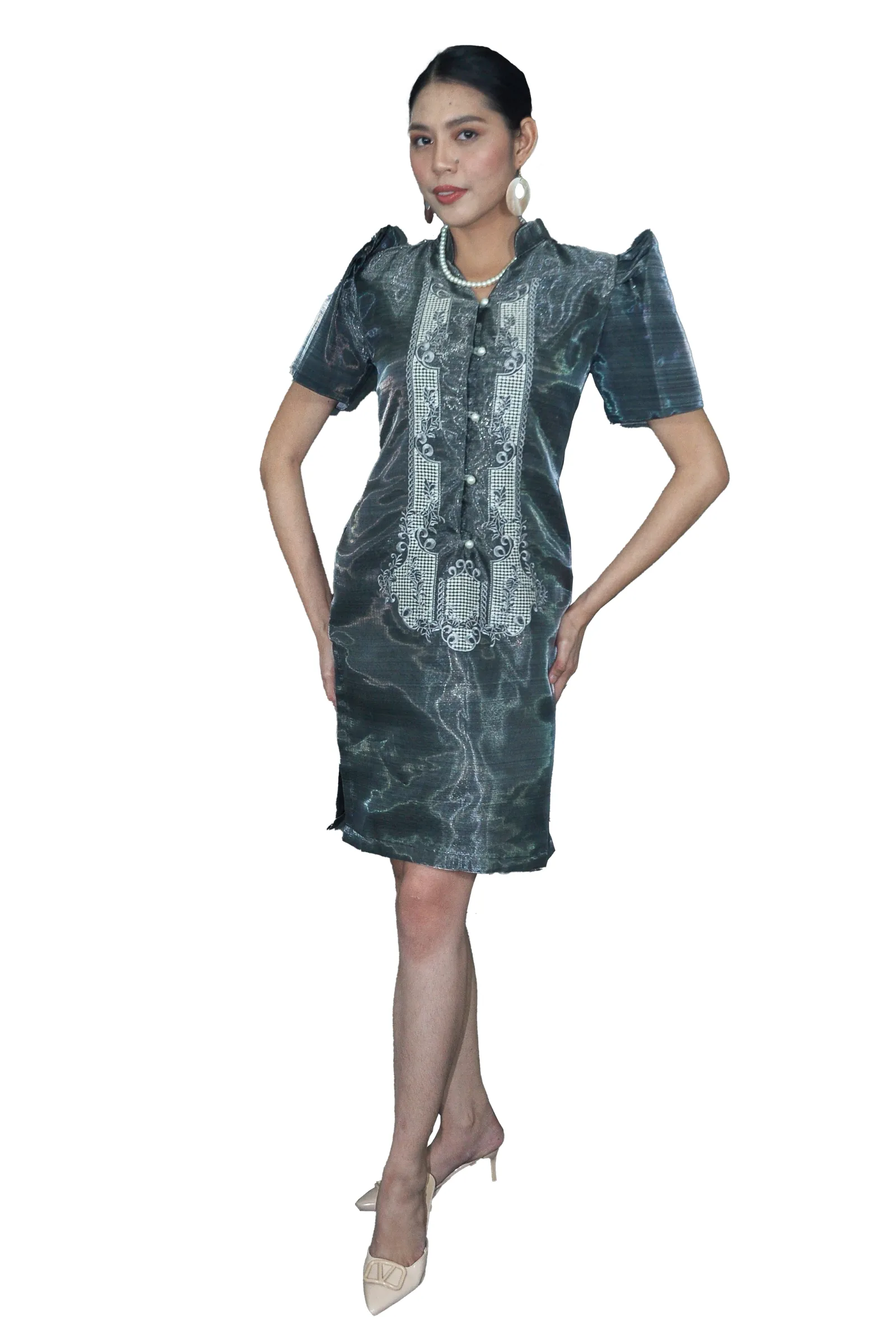 Organza Black Filipiniana Barong Dress - Jenna - JK08 - Medium - CL568