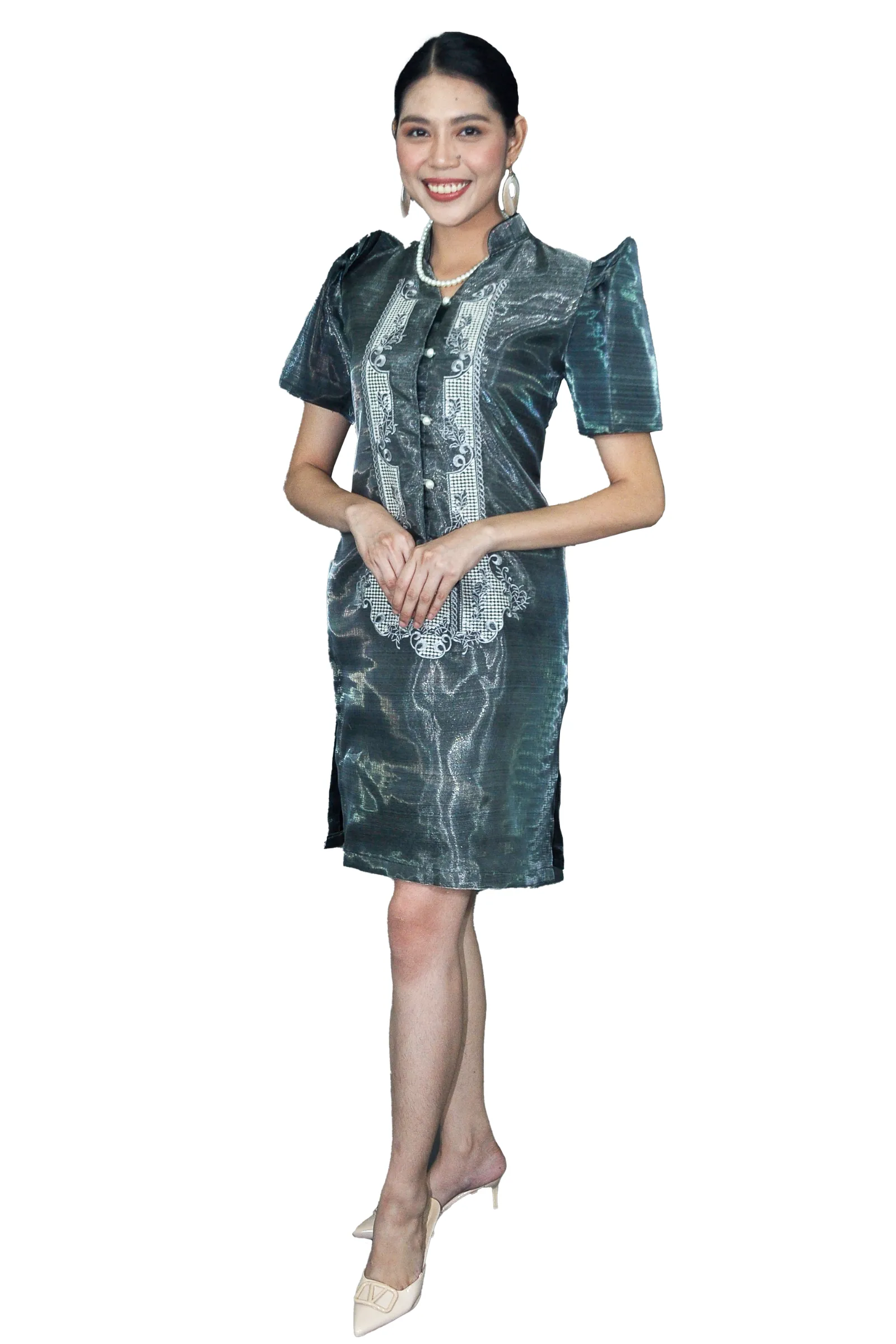 Organza Black Filipiniana Barong Dress - Jenna - JK08 - Medium - CL568