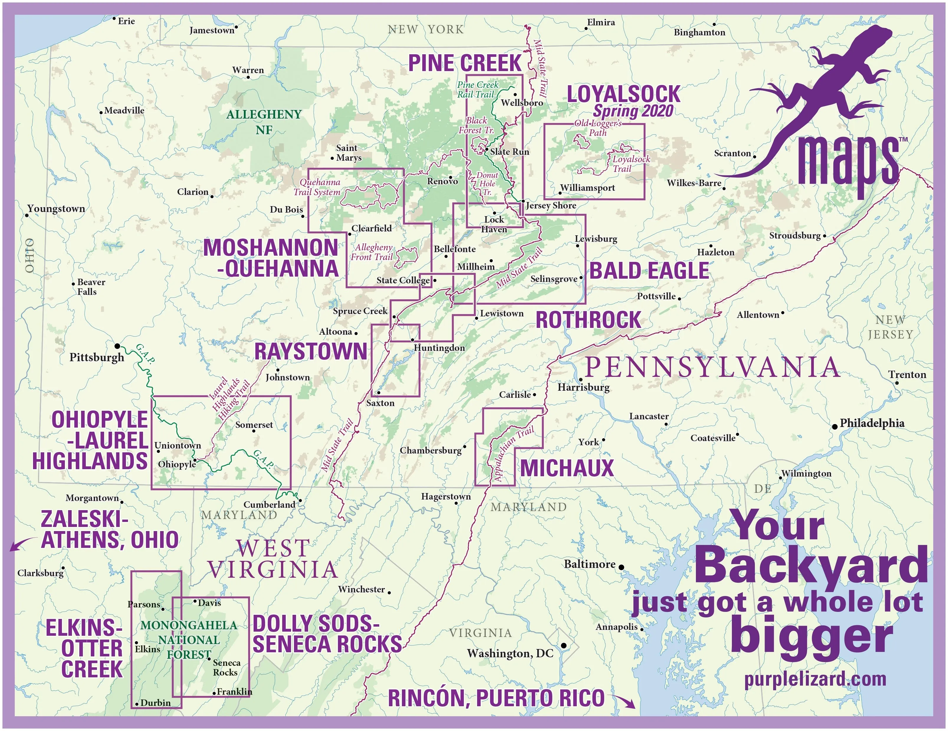 Raystown Lizard Map, Pennsylvania