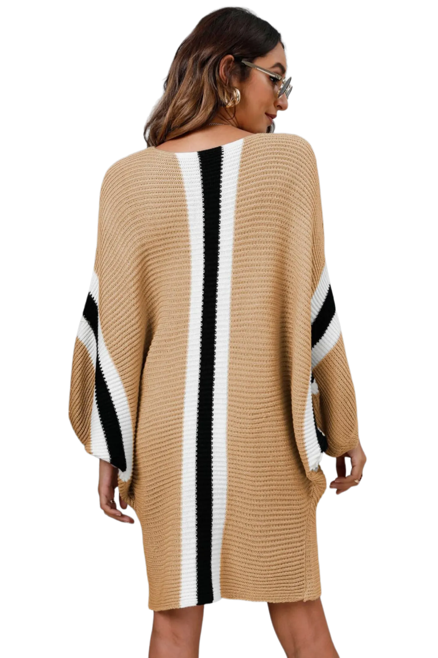 Ribbed Round Neck Long Sleeve Sweater Dress