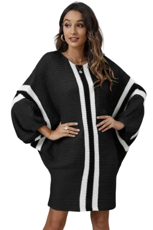 Ribbed Round Neck Long Sleeve Sweater Dress