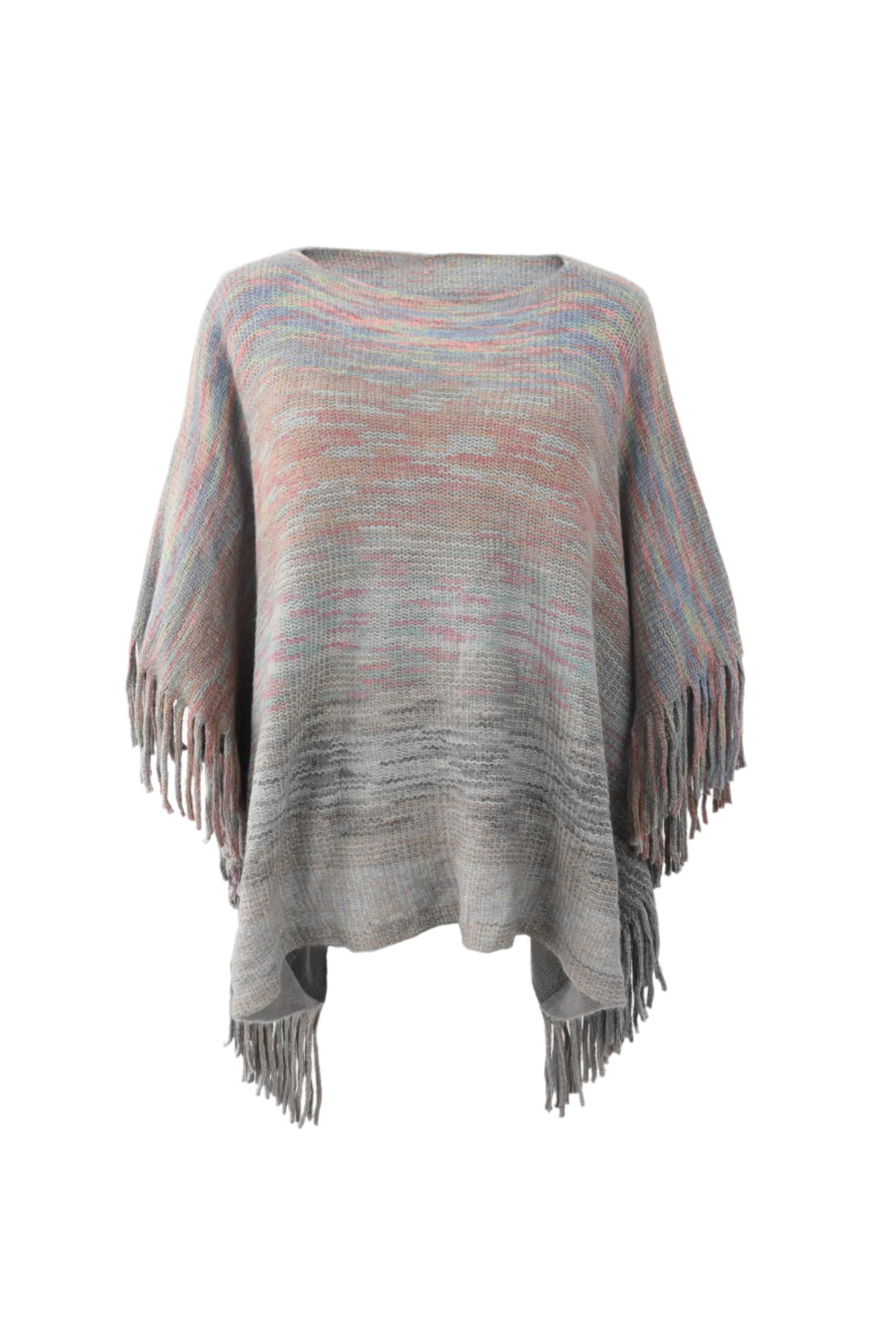 Round Neck Fringe Detail Poncho