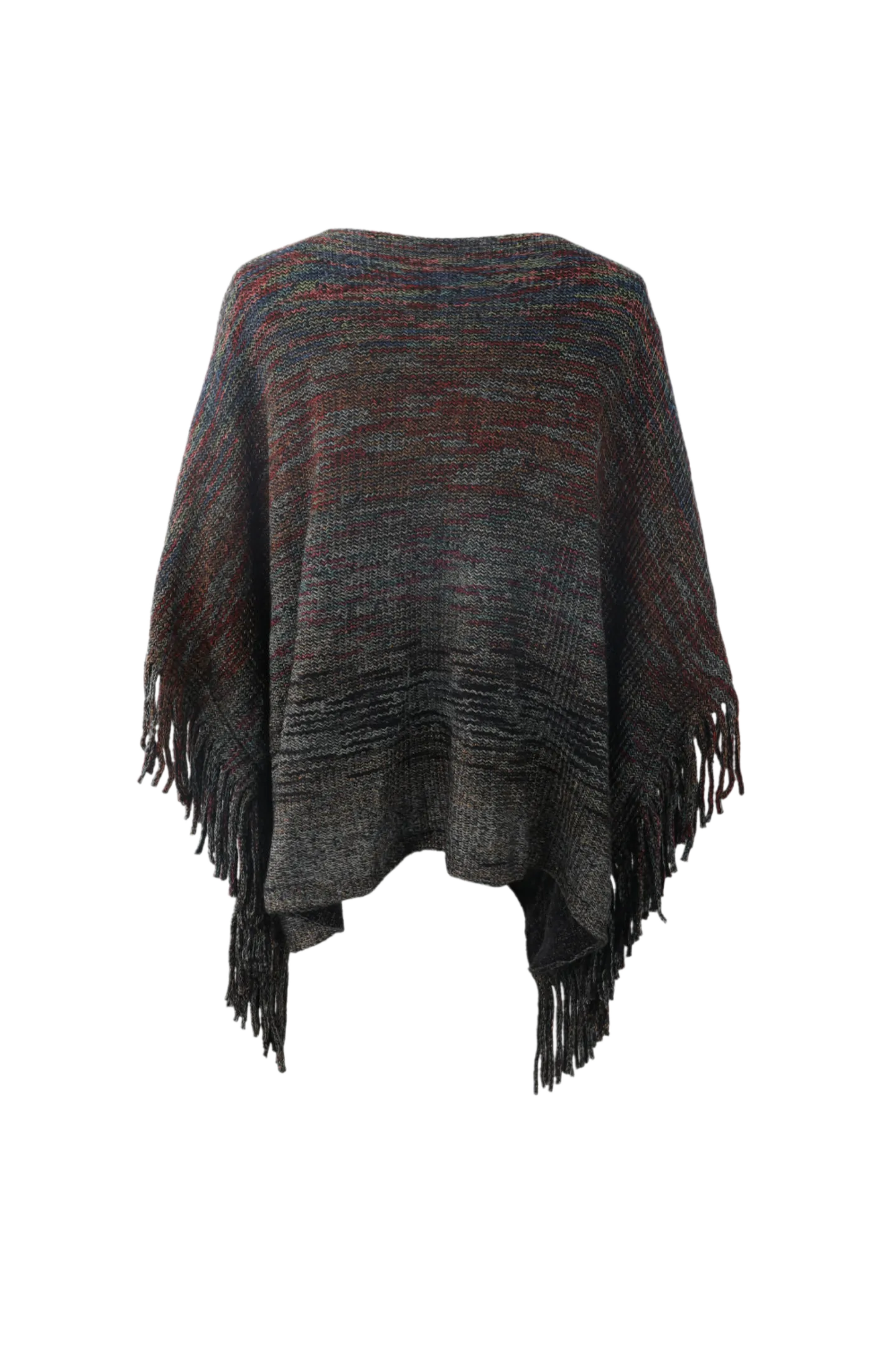 Round Neck Fringe Detail Poncho