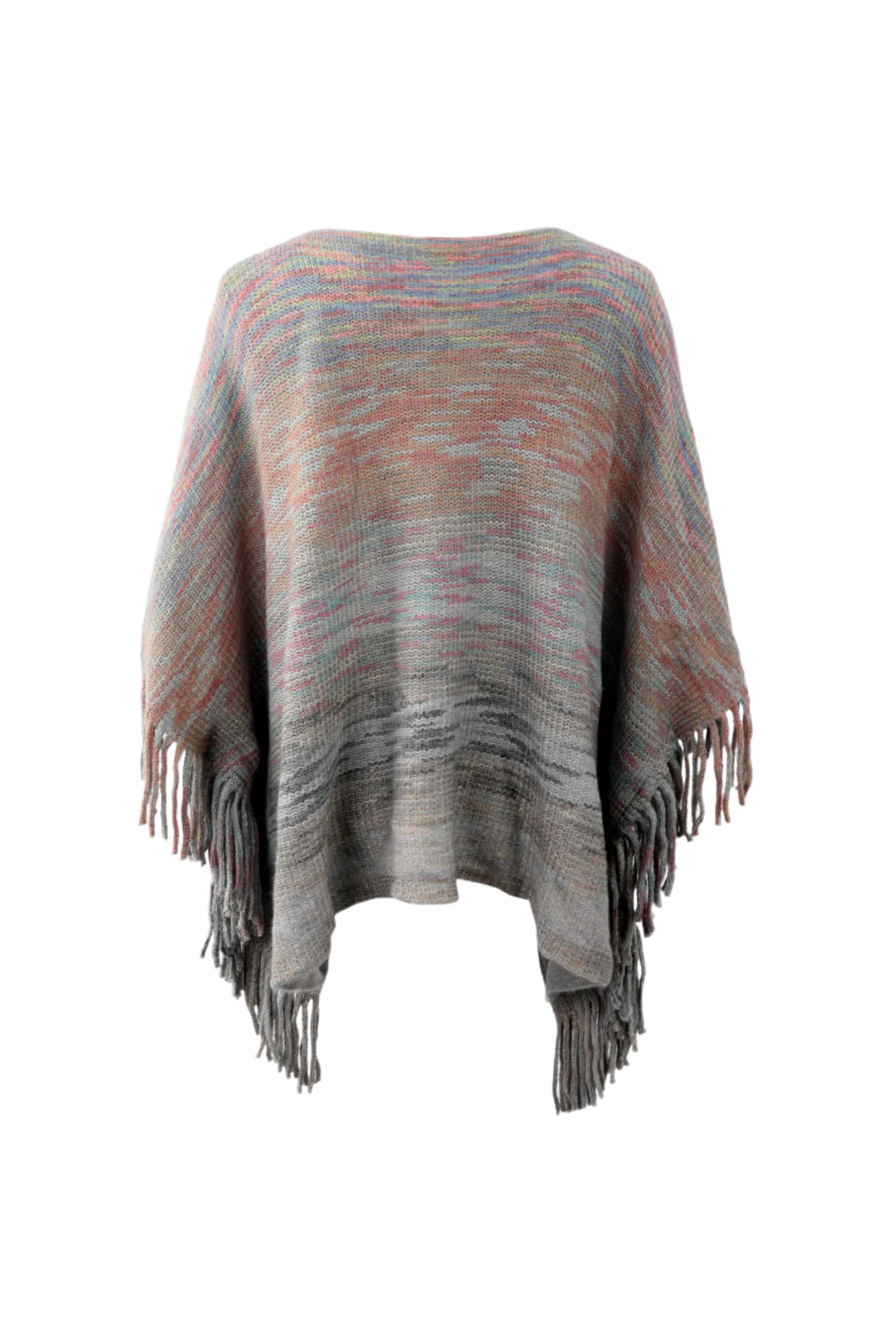 Round Neck Fringe Detail Poncho