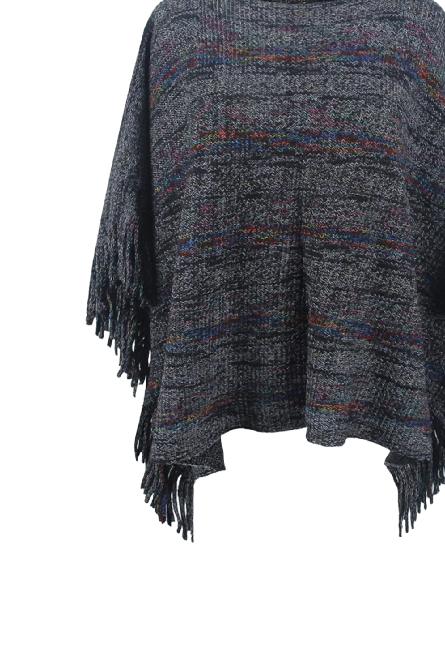 Round Neck Fringe Detail Sleeve Poncho