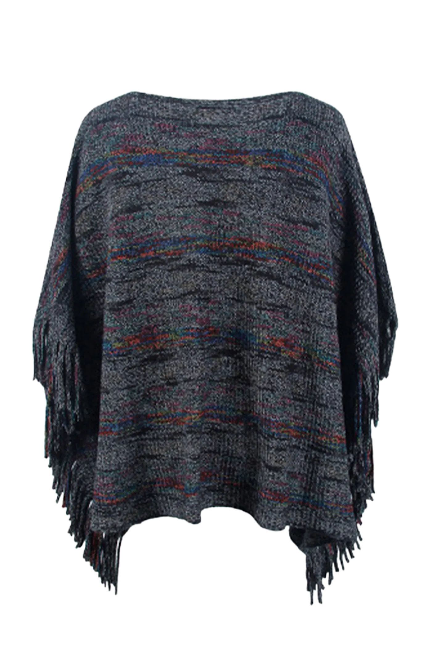 Round Neck Fringe Detail Sleeve Poncho