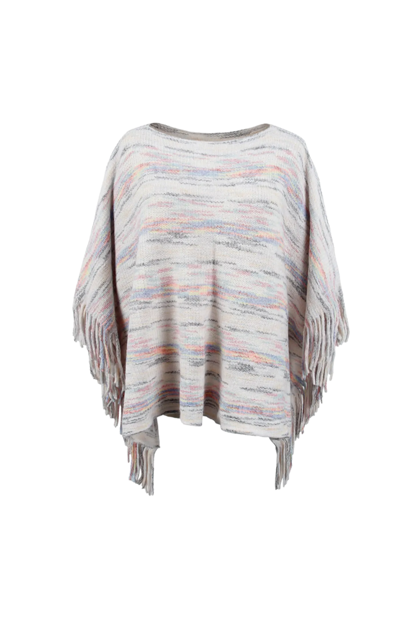 Round Neck Fringe Detail Sleeve Poncho