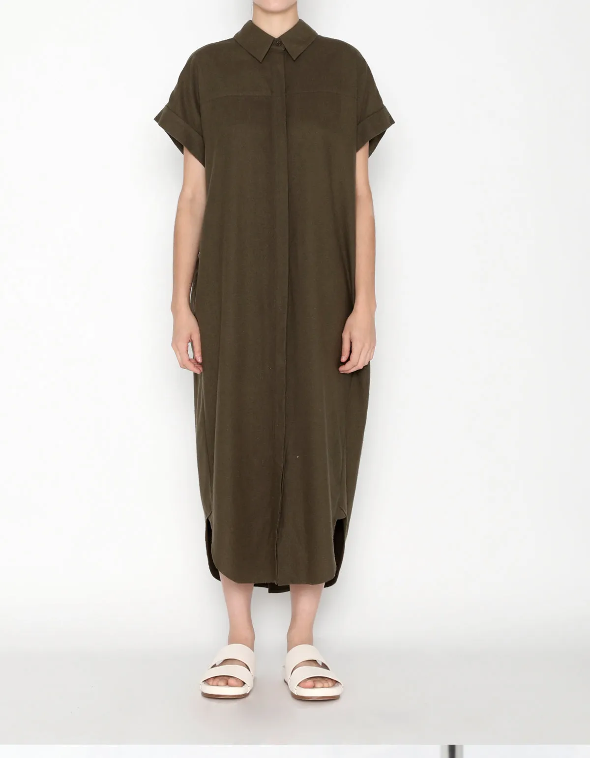 SIGNATURE RAW SILK MAXI SHIRTDRESS