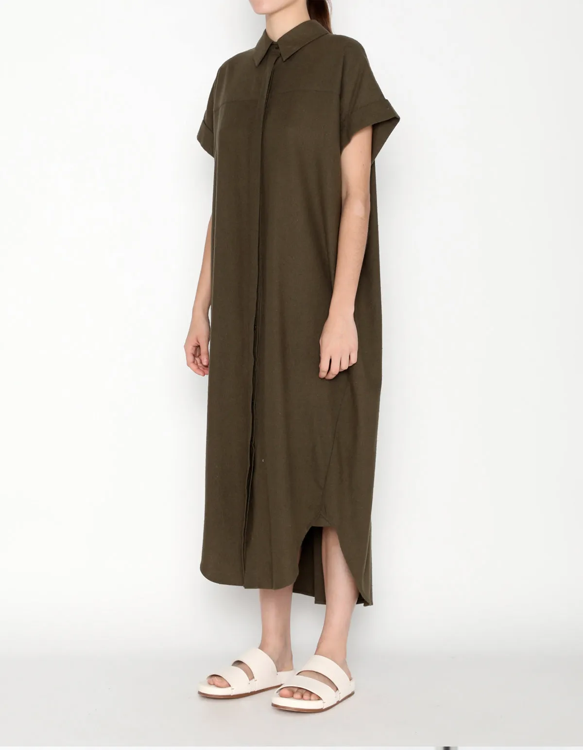 SIGNATURE RAW SILK MAXI SHIRTDRESS