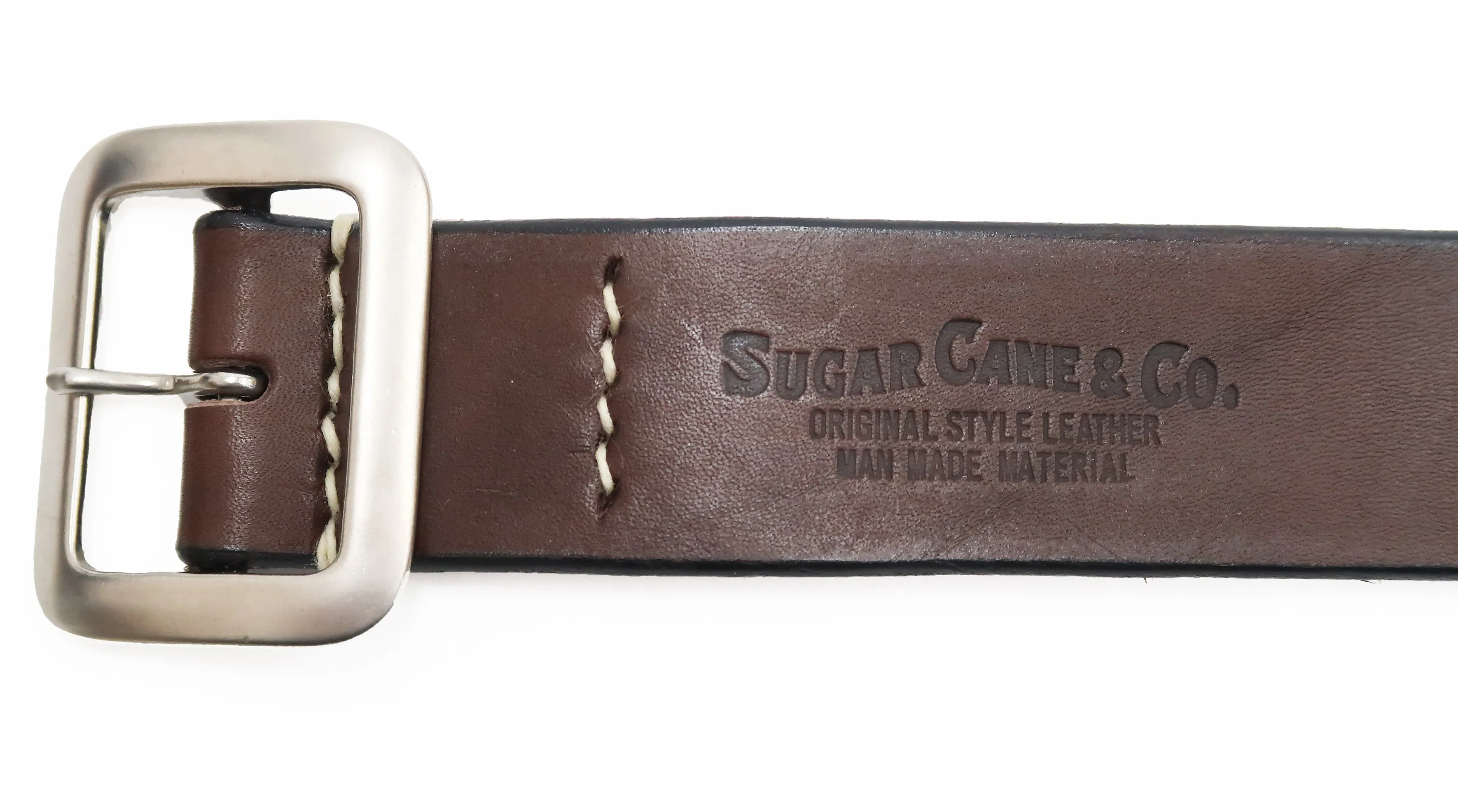 Sugar Cane Belt Men's Ccasual 40mm Wide/4mm Thick Cowhide Leather Belt with Single Prong Square-Shaped Buckle SC02320 138 Brown